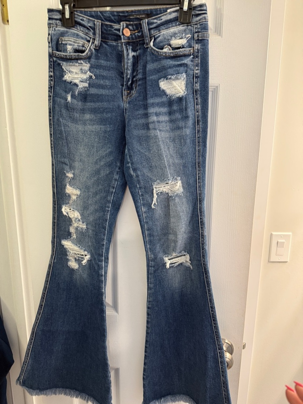 Flying Monkey Distressed Dark Blue Flare Jeans